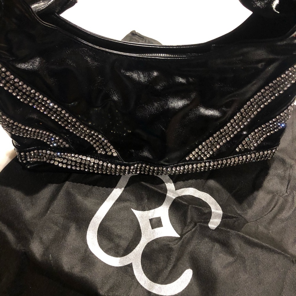 Black purse with silver rhinestone detailing